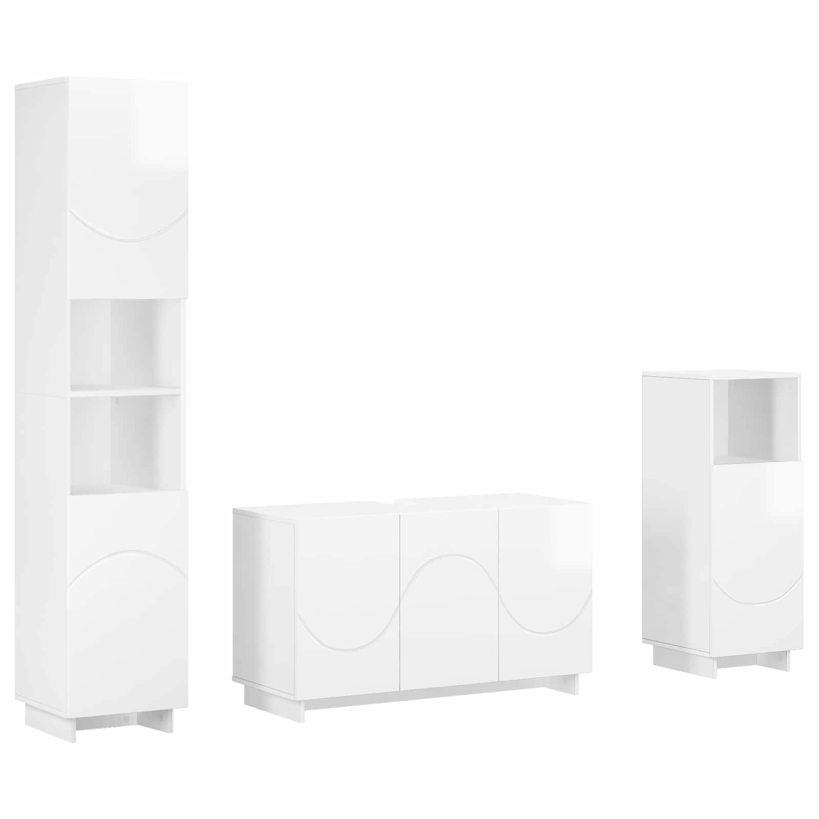 Badezimmerschrank-set 3 Stk. Hochglanz Weiß Holzwerkstoff Vidaxl
