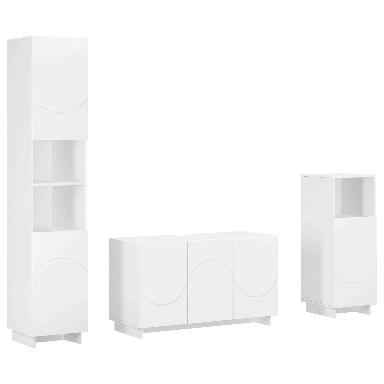 Badezimmerschrank-set 3 Stk. Weiß Holzwerkstoff Vidaxl