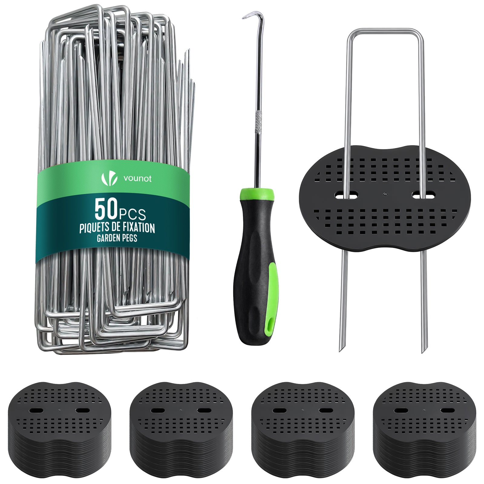 Vounot® 50 U-erdanker Heringe Mit 25 Scheiben 150×30 Mm Verzinktes Metall
