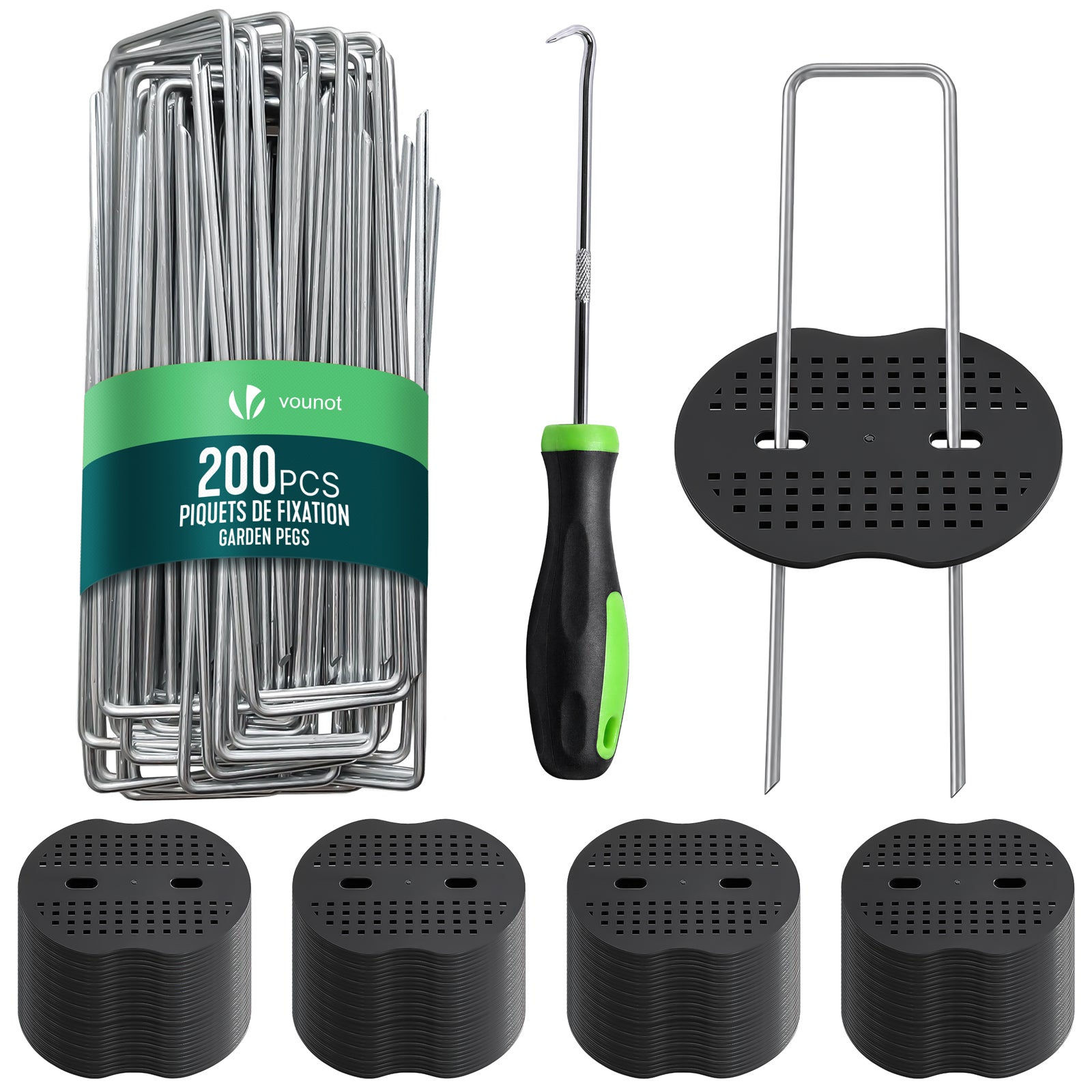 Vounot® 200 U-erdanker Heringe Mit 100 Scheiben 150×30 Mm Verzinktes Metall