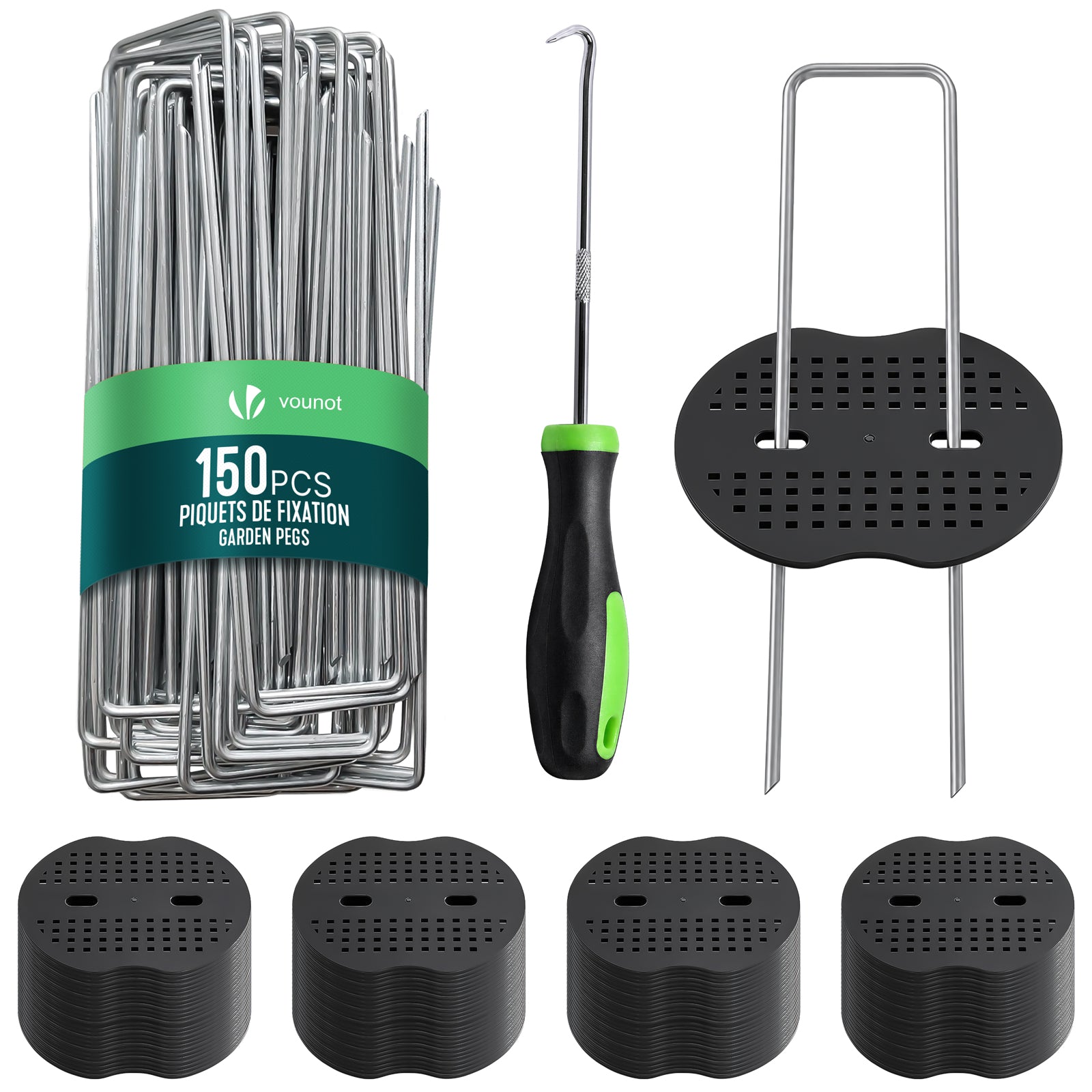 Vounot® 150 U-erdanker Heringe Mit 75 Scheiben 150×30 Mm Verzinktes Metall