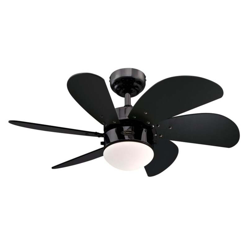 [neuwertig] B-ware Westinghouse Deckenventilator Turbo Swirl Mit Licht E14 Schwarz Holz Glas 76cm