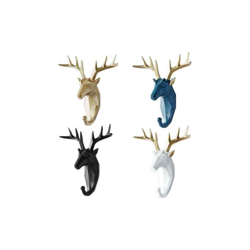 Stück Hirschkopf Moderne Wanddekoration Harz Tierhaken Kreatives Geschenk Zuhause Wohnzimmer Schlafzimmer Schmuckständer Schlüssel Schal Tasche Garderobe (weiß, Gold, Blau, Schwarz)