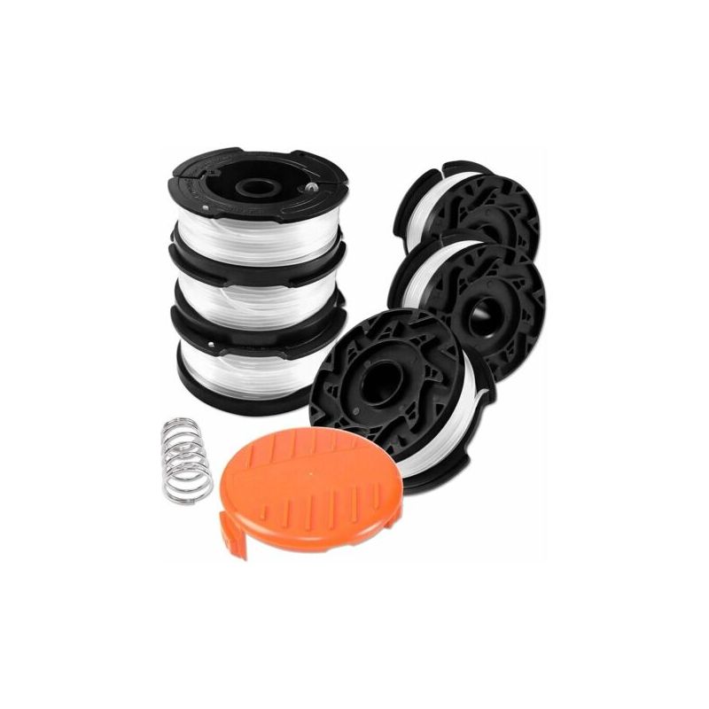 Bobine Fil Coupe Bordure Pour Black Et Decker Coupe-bordures, 6 Bobine De Fil Debroussailleuse Avec 1 Couvercle De Bobine Et 1 Ressort