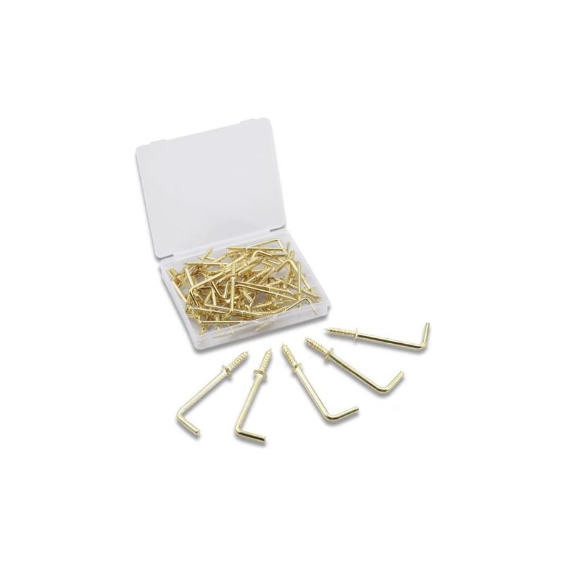Packung Mit 50 Rechtwinkligen Schraubhaken (3,8 Cm), L-förmigen Quadratischen Schraubhaken, Befestigungszubehör Mit Aufbewahrungsbox Für Zuhause, Büro Und Arbeitsplatz