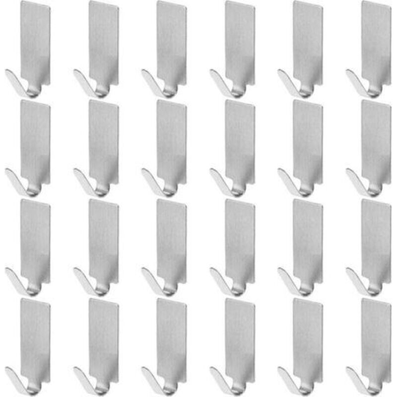 24 Selbstklebende Edelstahlhaken, Wandhaken, Handtuchhalter Aus Edelstahl, Für Küche, Bad Und Balkon