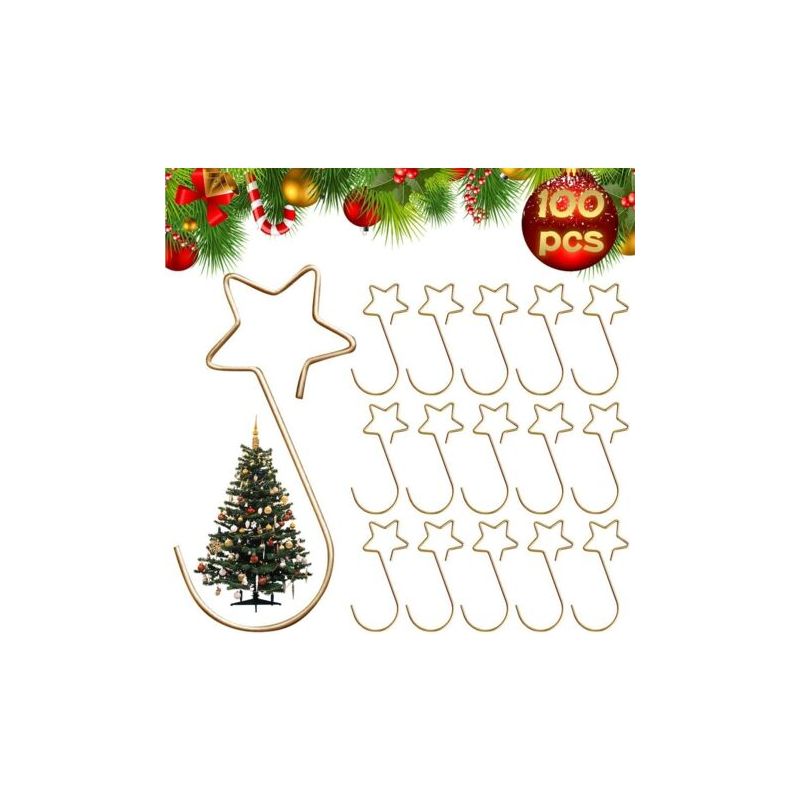 Packung Mit 100 S-förmigen Haken Für Christbaumkugeln, S-förmige Haken Mit Stern Für Christbaumkugeln, Kleine Metallhaken Zum Aufhängen