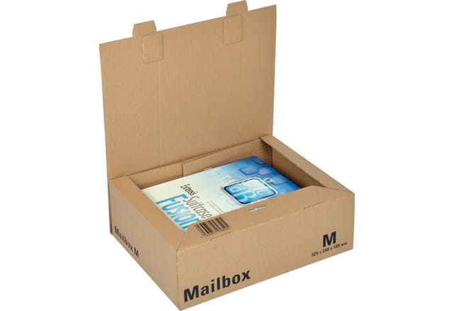 Versandkarton ® Mailbox M Innenmaße: 32,5 x 10,5 x 24 cm (B x H x T) Außenmaße: 33 x 11 x 25,3 cm (B x H x T) Wellpappe 1-wellig braun