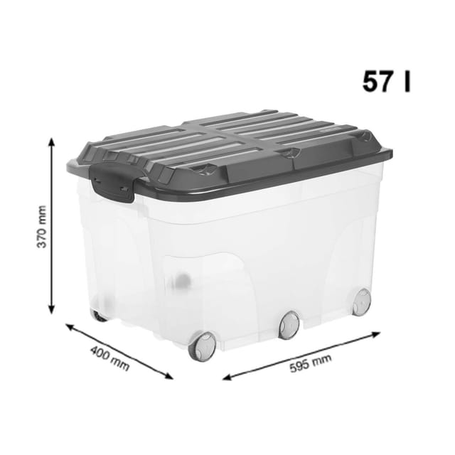 Aufbewahrungsbox Roller 57 l inkl Deckel + Rollen Kunststoffbox - Rotho