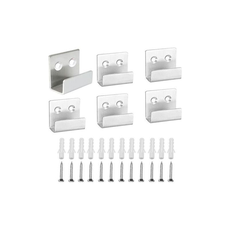 6-teiliges Set Spiegelhaken Aus Edelstahl, Robuste Silberne Wandhaken, Wandhaken Für Fliesen, Mit 12 Befestigungsschrauben, Für Badezimmer, Küche, Garage (groß)