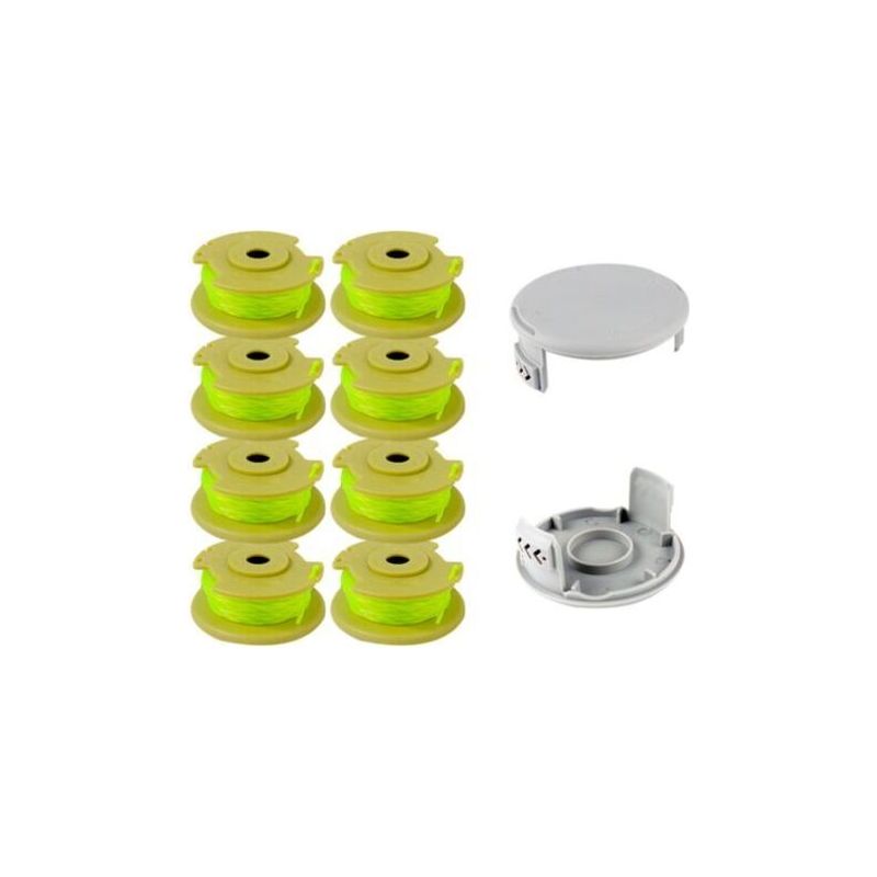10er-packung Aktualisierte Modellspulen-trimmerfaden Geeignet Für Ryobi One +18v, 24v, 40v Trimmer, Ø2,0mm Und 3,5m Länge Ac14rl3a Trimmer-ersatzteile (8 Spulen, 2 Abdeckungen)