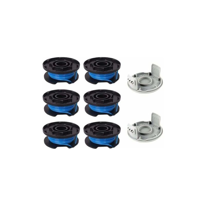8-teiliges Ersatzspulen-set Für Freischneider, Kompatibel Mit Ryobi One+ Ac14rl3a-18v 24v 40v, 3,35 M (11 Fuß) Lange Trimmerschnur, 6 Spulen + 2 Schneidkappen, Debuns