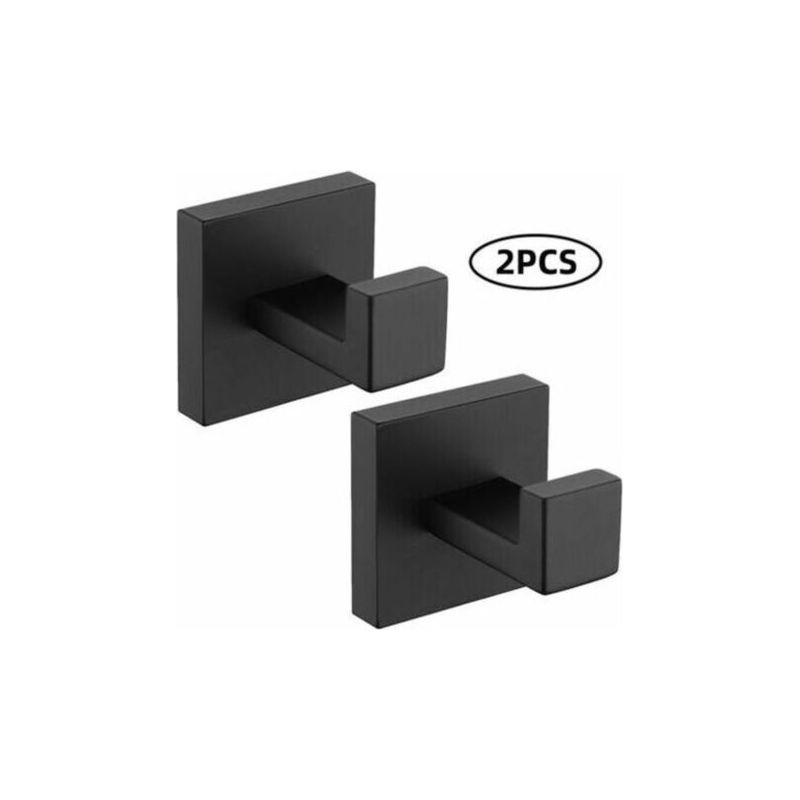 2-teiliges Wandhaken-set, Handtuchhaken, Schwarz, Edelstahl 304, Rostfrei, Wasserdicht, Badezimmeraccessoires, Kleiderhaken, Schwarz, Von Debuns