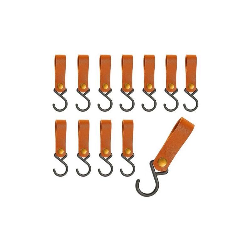 12 Stück S-haken Aus Leder Mit Lederschlaufe, Kleiderhaken Im Karamell-stil Mit Lederschlaufe, Für Camping, Küche Und Badezimmer