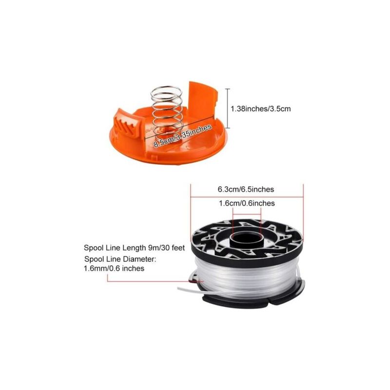 Ersatz-nylonspule Für Rasenmäher Und Freischneider, Mit 1 Kappe Und 1 Feder, Kompatibel Mit Dem Freischneider Black & Decker Af-100-3zp.