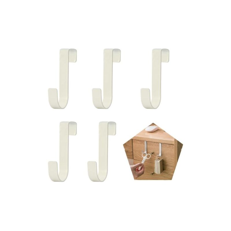 Türhaken, 5er-set Für Schränke Und Regale, Stabile Organizer-haken Für Wohnzimmer, Badezimmer, Küche, Handtücher, Kleidung, Hüte, Weiß