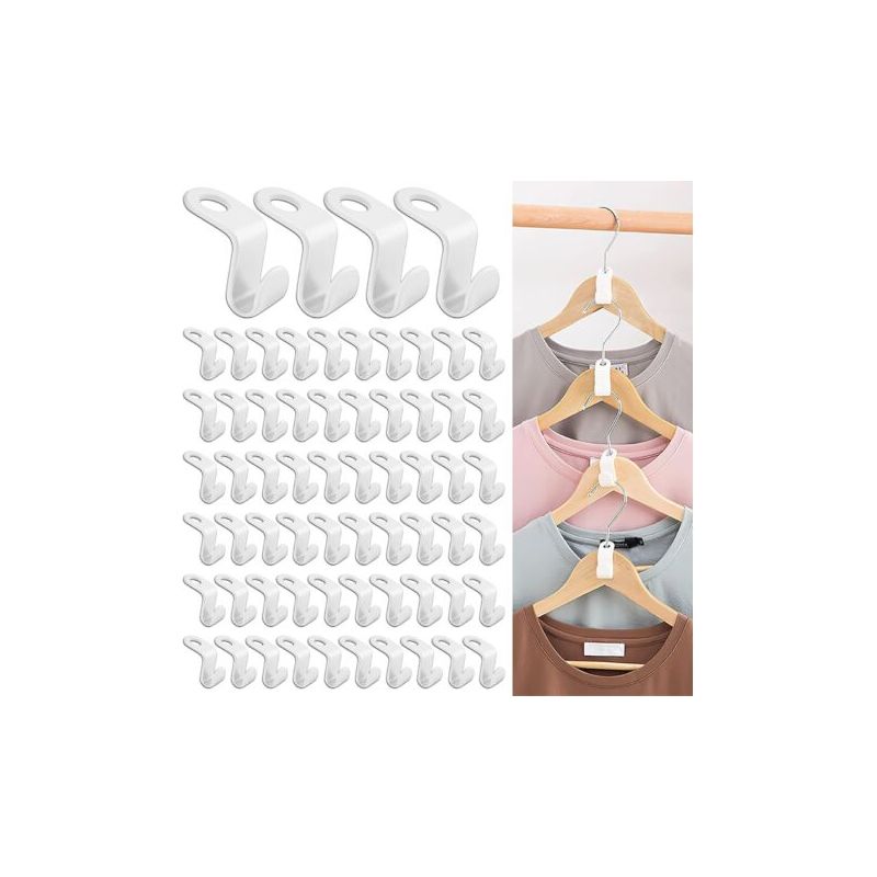 50 Stück Kleiderbügelhaken, Kleiderbügelverbinder, Platzsparende Verbindungshaken, Mini-kaskadenkleiderbügel, Kleiderschrank-organizer, Platzsparend (weiß)