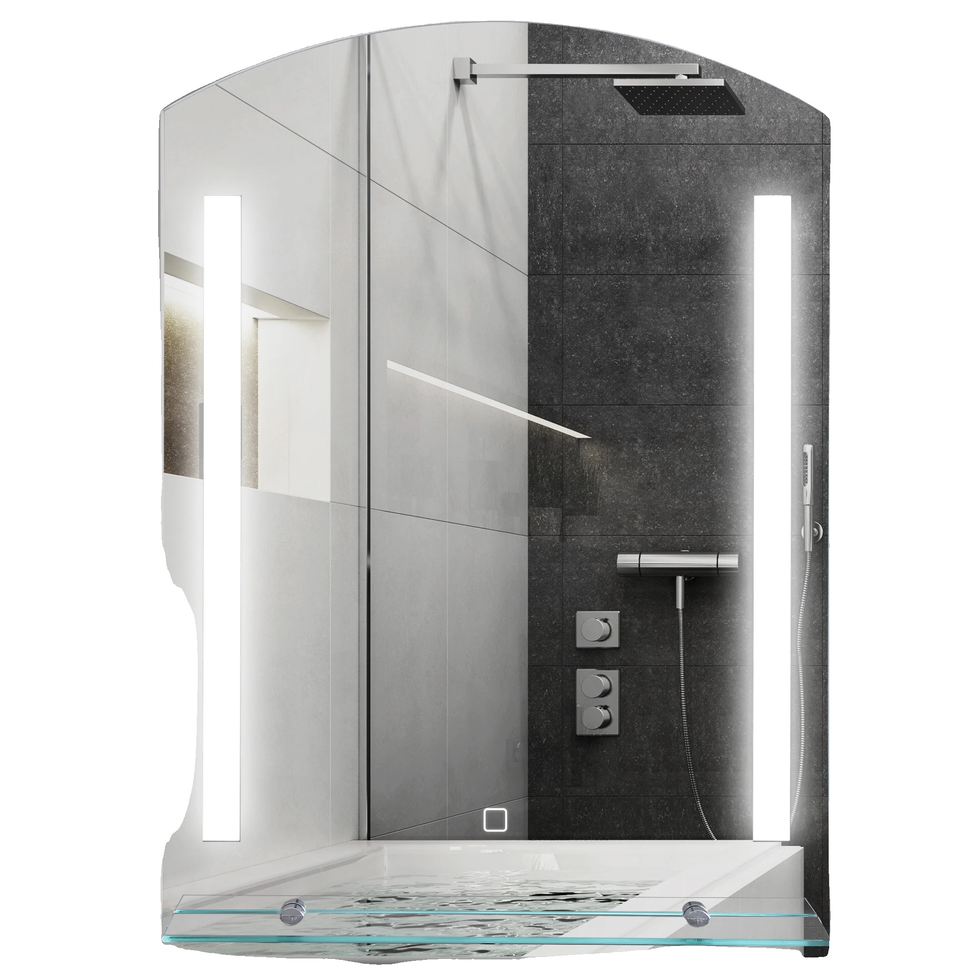 Badezimmerspiegel, 70 X 50 Cm, Glas, Led-technologie, Wandmontage, Energieeffiziente Beleuchtung