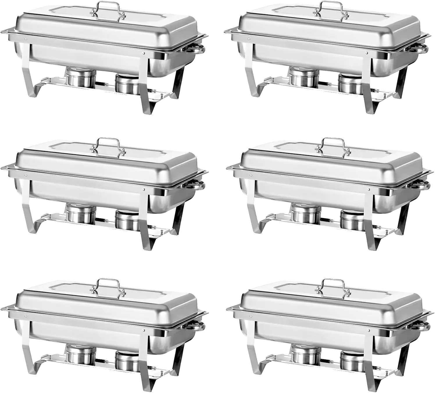 Set Mit 6 Edelstahl-chafing-dishes Mit Temperaturregelung, 1/2 Gn-packung