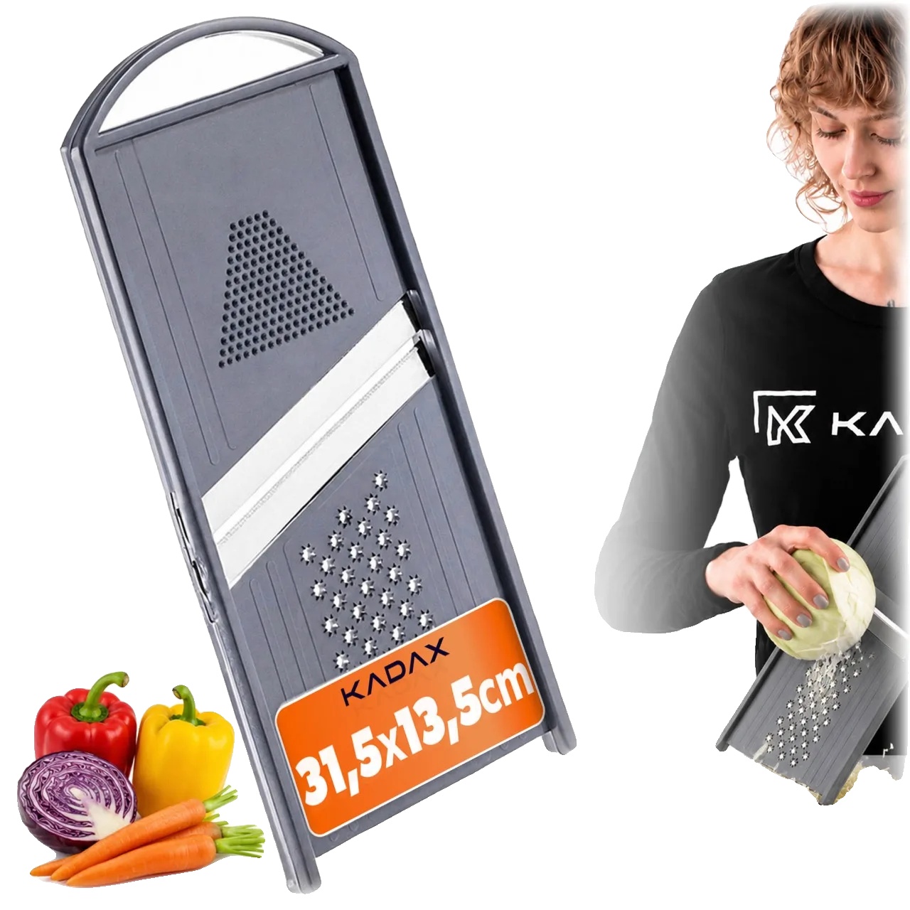 Gemüseschneider, Ergonomisches Design, Mehrzweckklingen, Grau