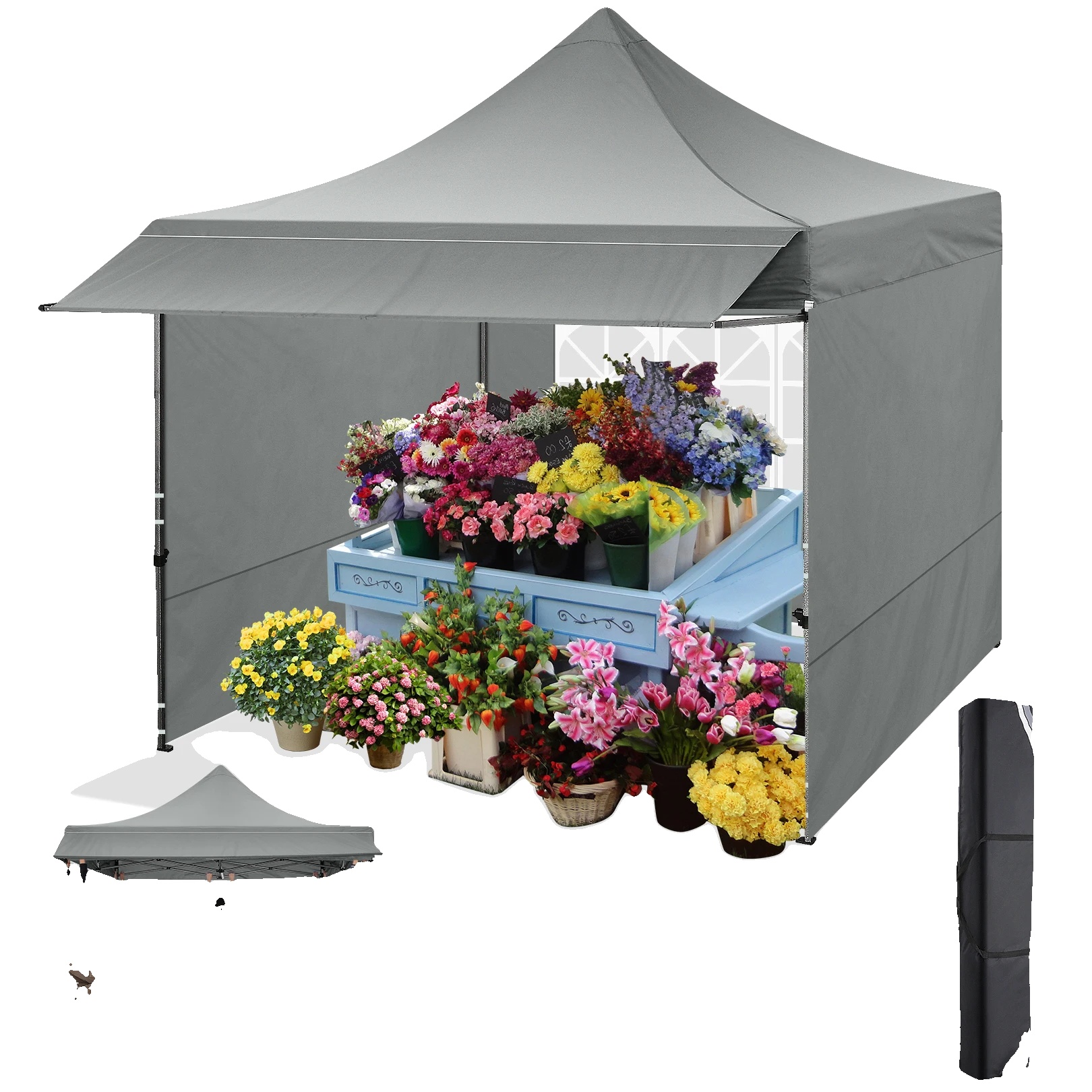 Pavillon, Wasserdicht, Verstellbare Markise, Grau