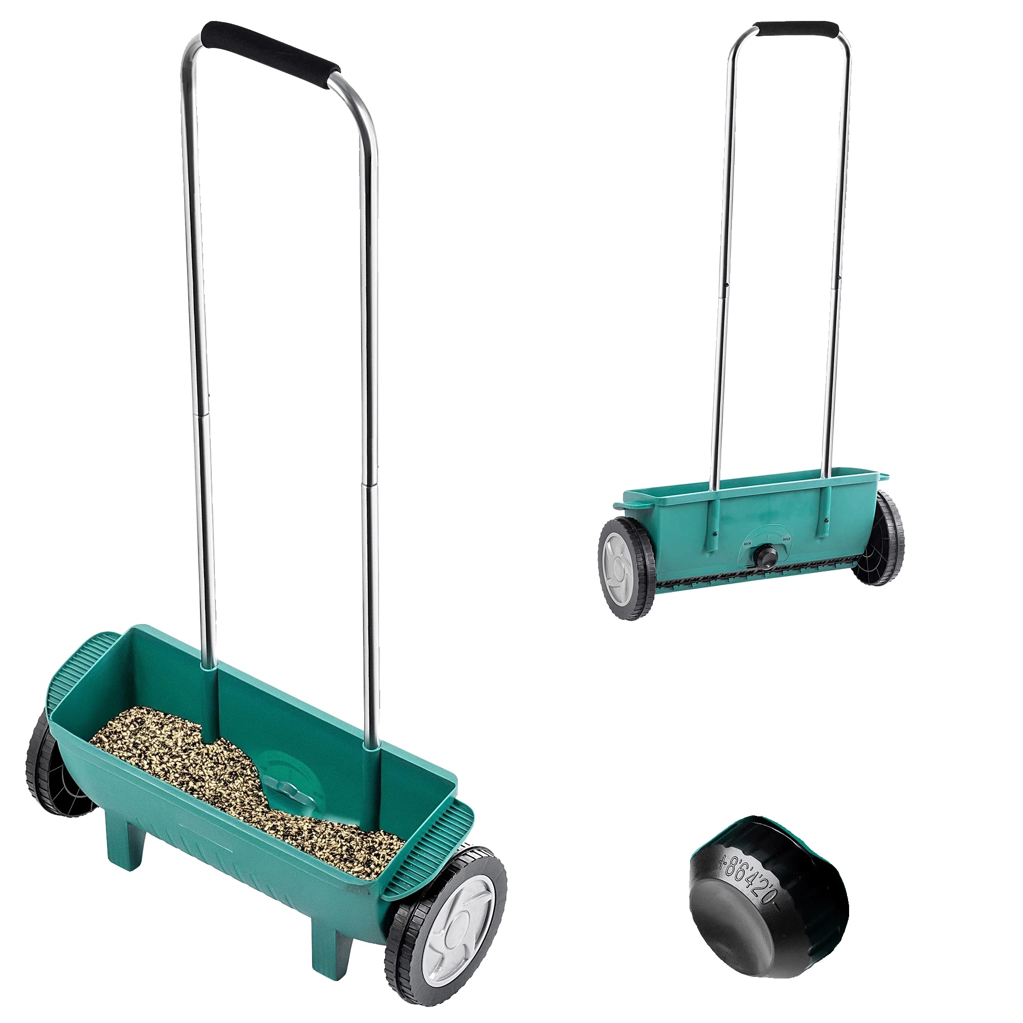 Gartenwagen, 12 Liter Fassungsvermögen, Hochwertiges Kunststoffmaterial, Ergonomisches Design, Vier Robuste Räder, Grüne Farbe