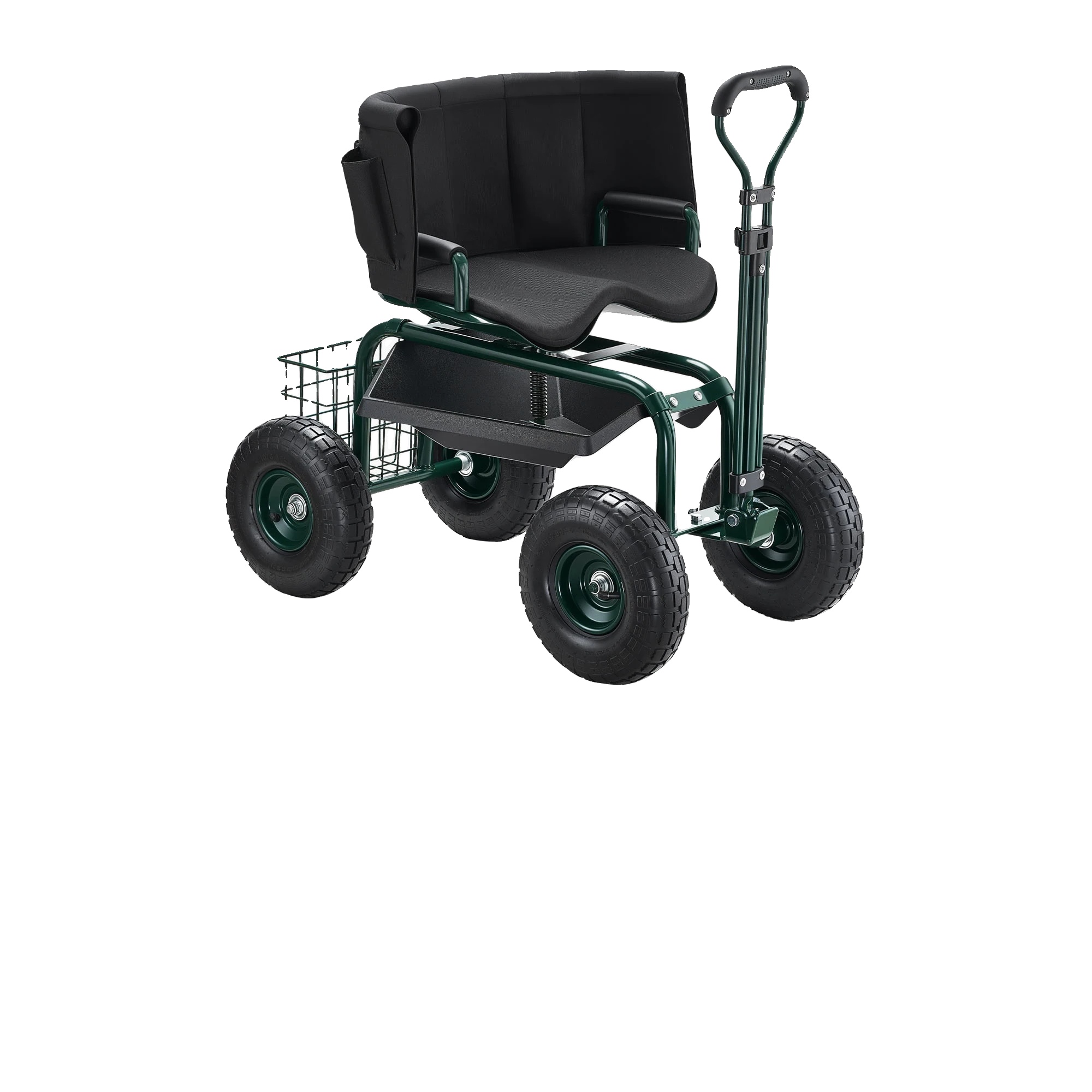 Gartenwagen, Rollbarer Sitz, Werkzeugaufbewahrung, Mit Rückenlehne