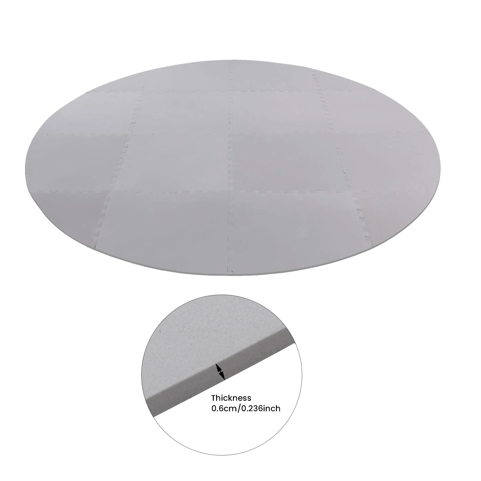 Runde Whirlpool-badematte, Eva-material, Ineinandergreifendes Design, Hellgrau