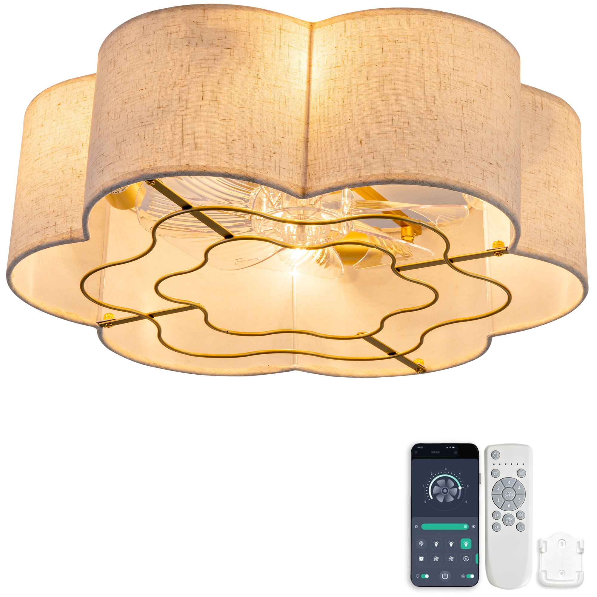 Moderner 19-zoll-deckenventilator, Abs-flügel, Doppelte Steuerung Über App Und Fernbedienung, Six-speed Reversible Fan Settings, Ideal For Bedrooms And Nurseries