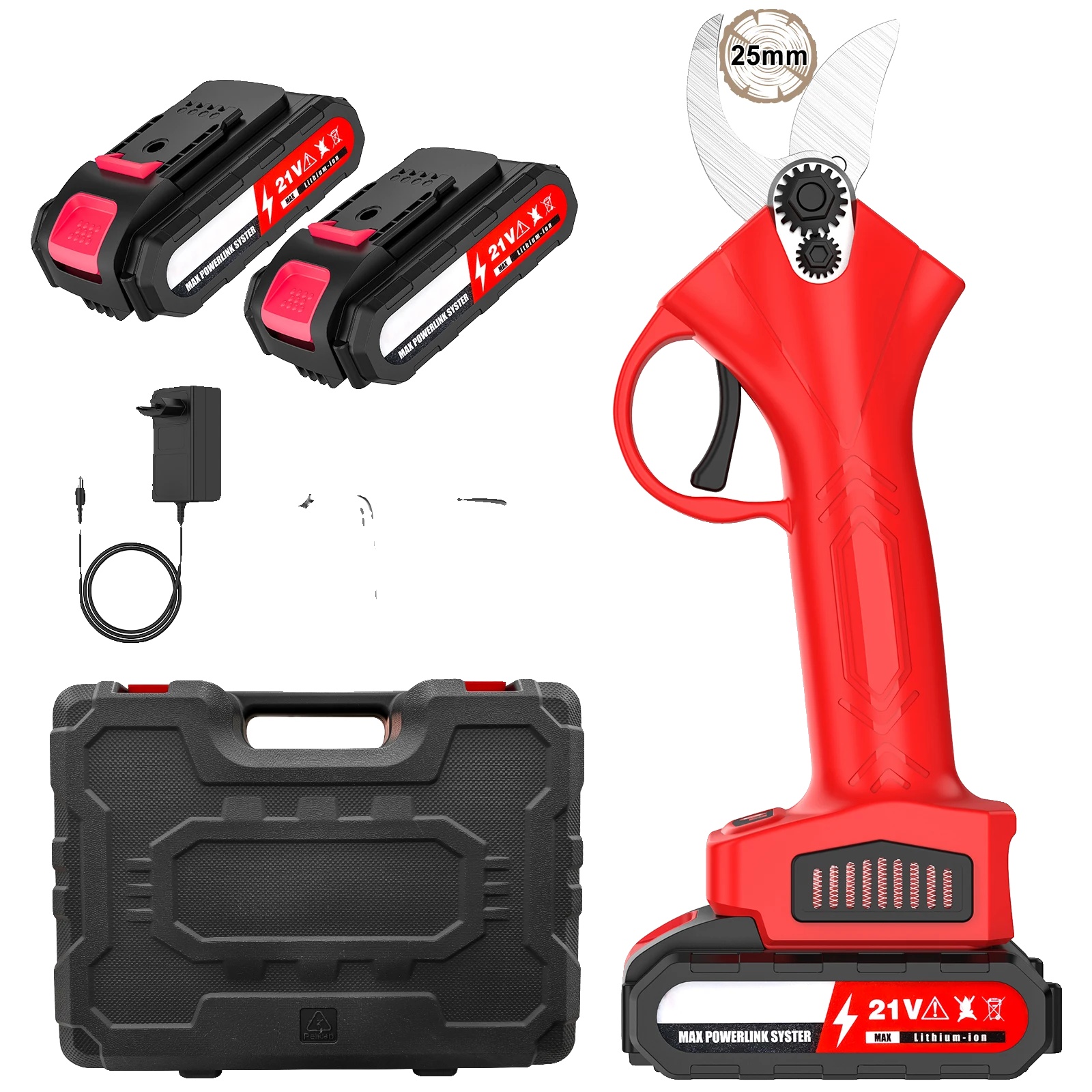 Elektrische Gartenschere, 21-v-akku, Ergonomischer Griff, Standardverpackung