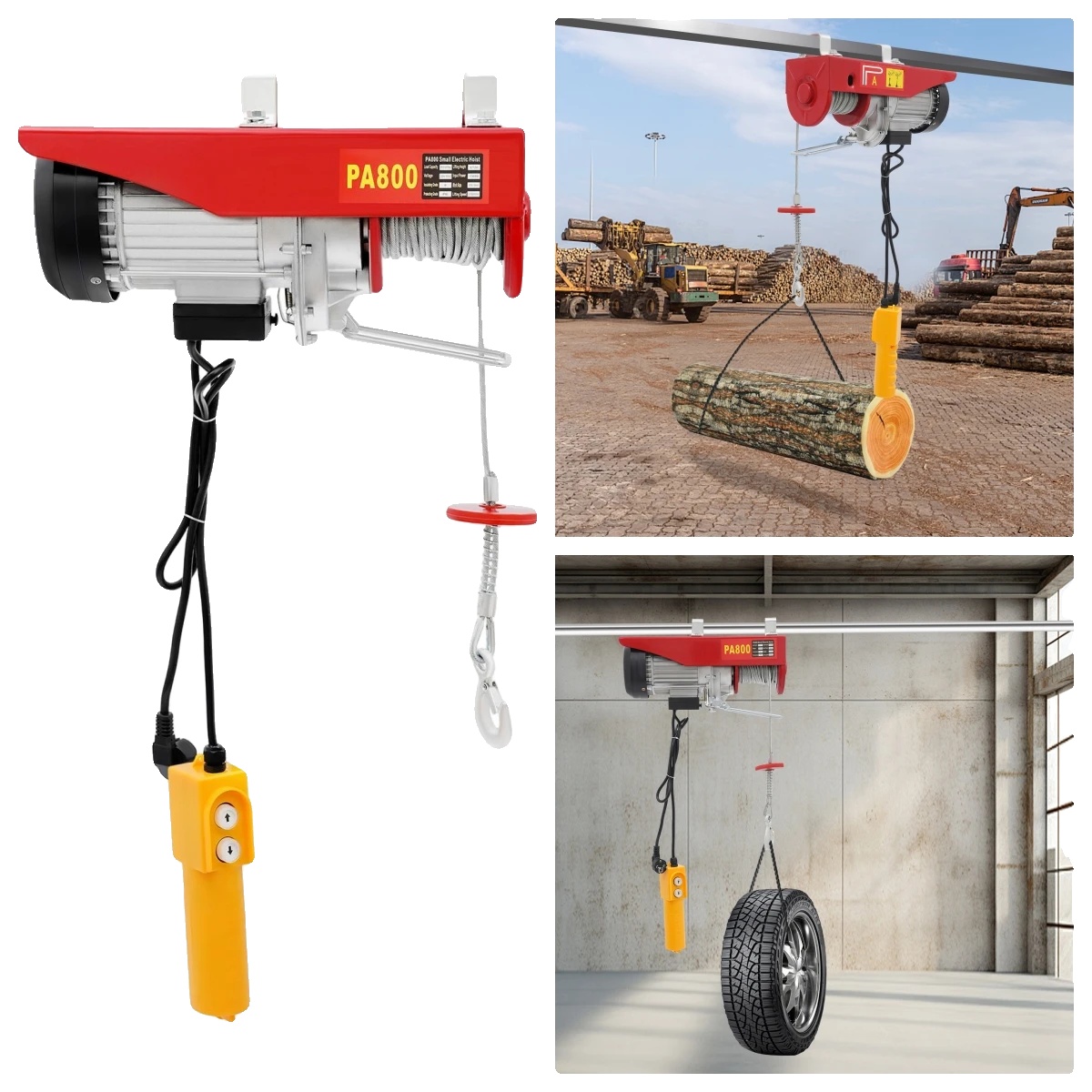 Elektrische Seilwinde, 800 Kg Tragkraft, Robuste Konstruktion, Rot