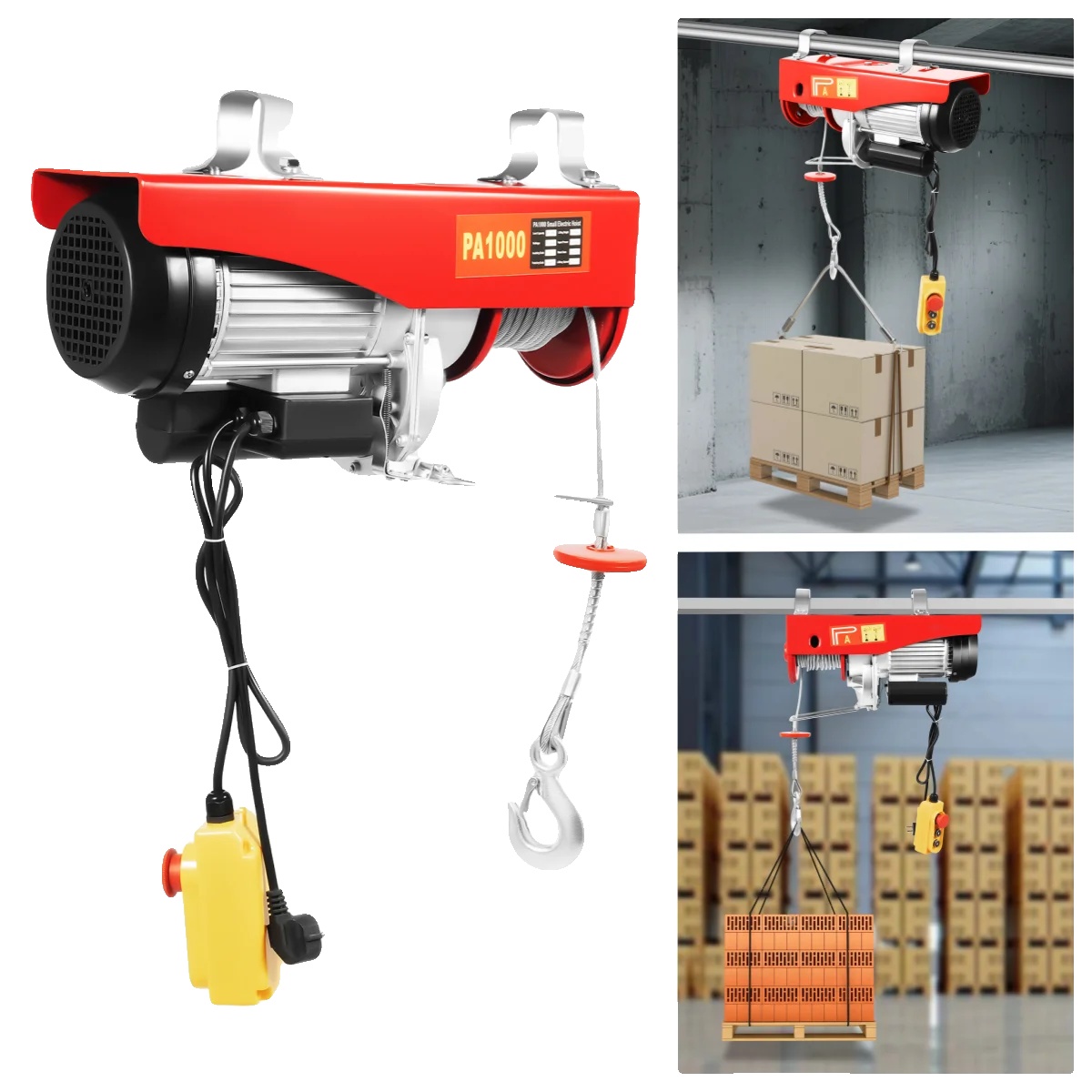 Elektrische Seilwinde, 500 Kg Tragkraft, 12 M Hubhöhe, Rot