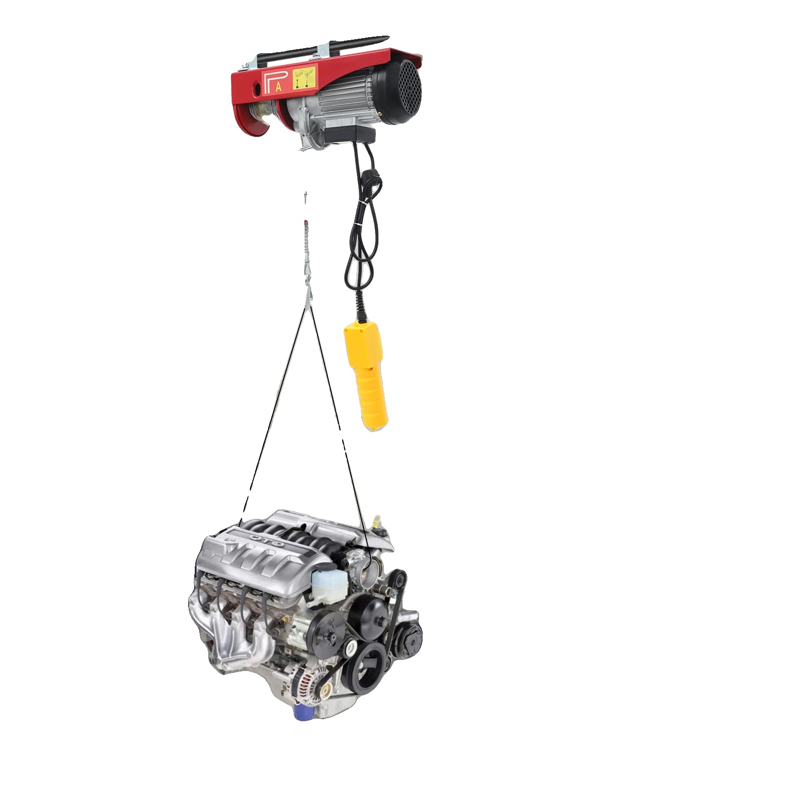 Elektrische Seilwinde, 220 V Spannung, 1300 W Eingangsleistung, 400 Kg Tragfähigkeit (einfach), 800 Kg Tragfähigkeit (doppelt), 12 M Hubhöhe