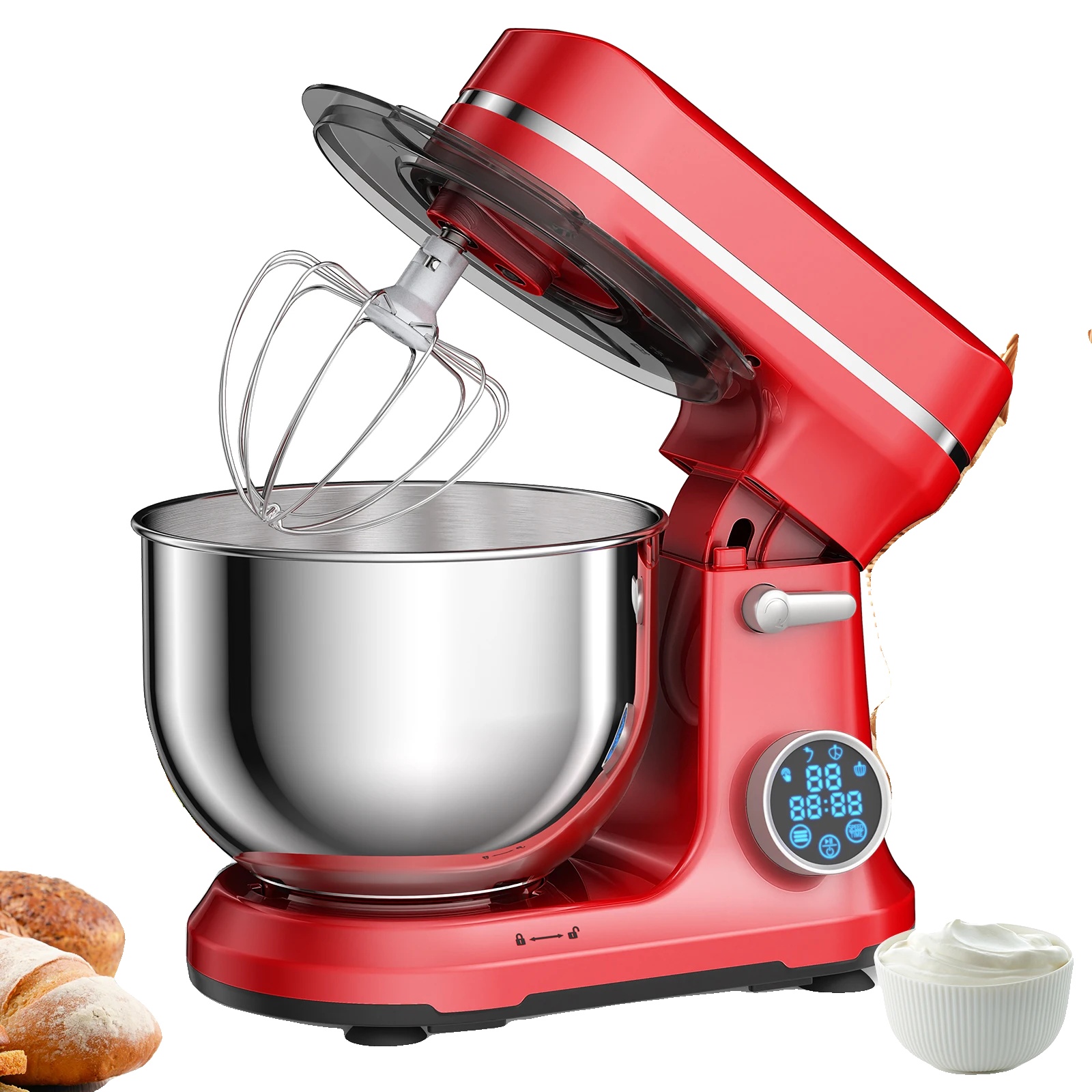 Küchenmaschine, 11 Geschwindigkeitsstufen, Robuste Bauweise, Bm602e Rot, Eu-a