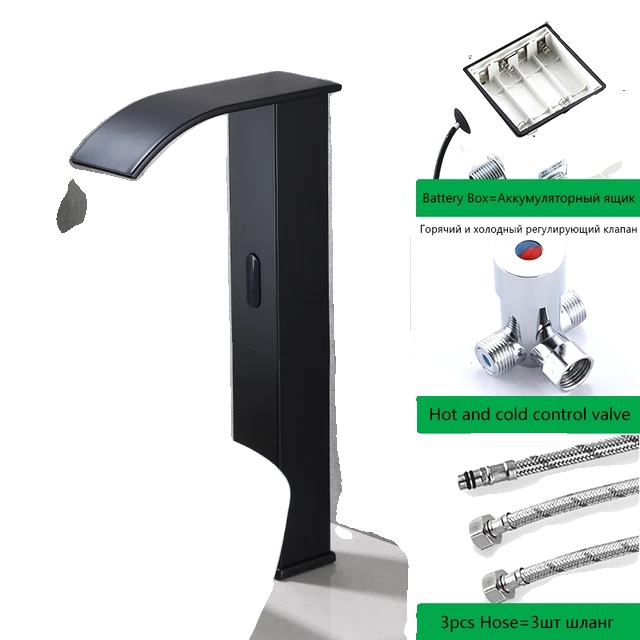 Waschtischarmatur, Automatischer Sensor, Modernes Design, Schwarz, Hohe Qualität