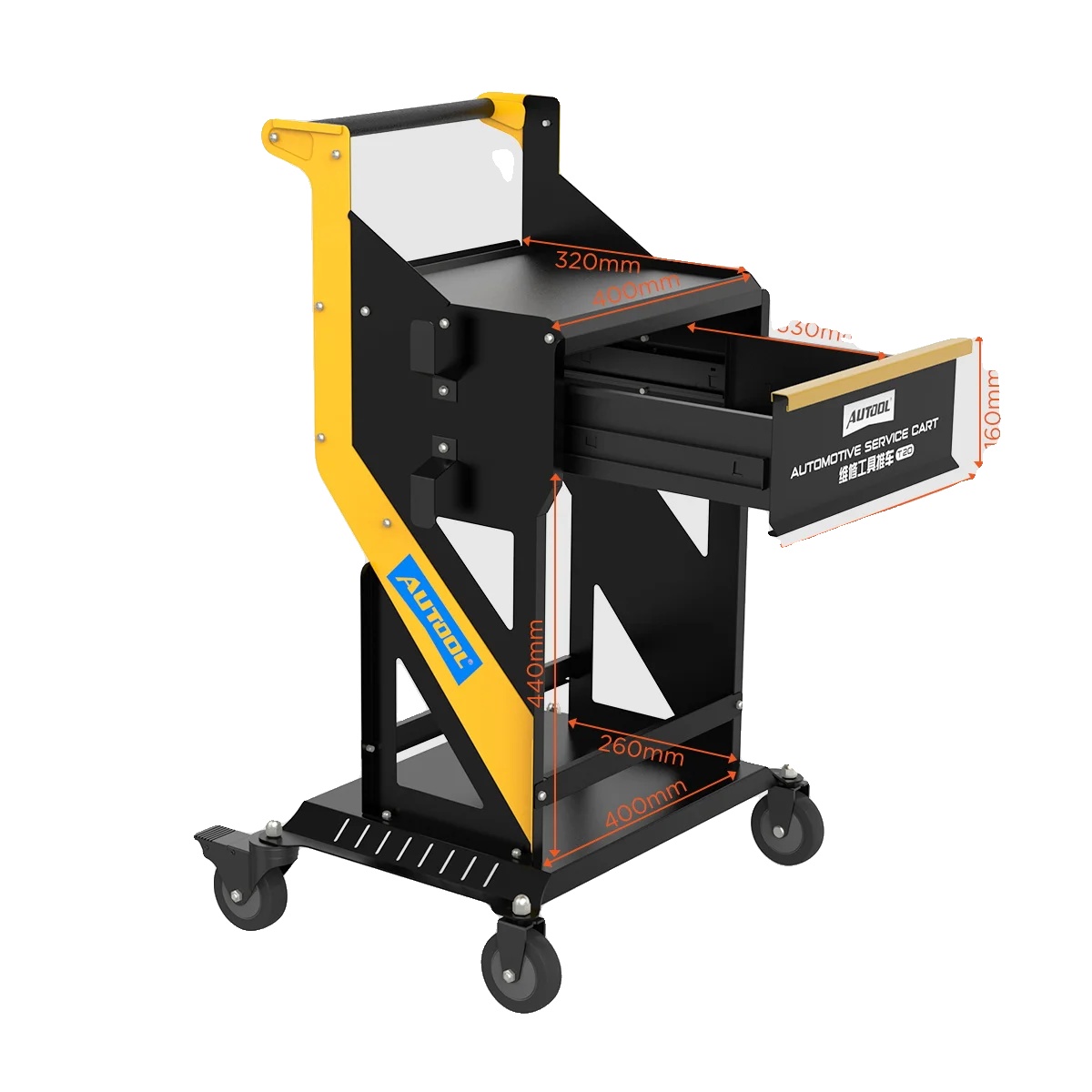Werkzeugwagen, Kaltgewalztes Stahlblech, 100 Kg Tragkraft, 4-zoll-rollen, Modulares, Mehrstufiges Aufbewahrungssystem, Schubladentyp