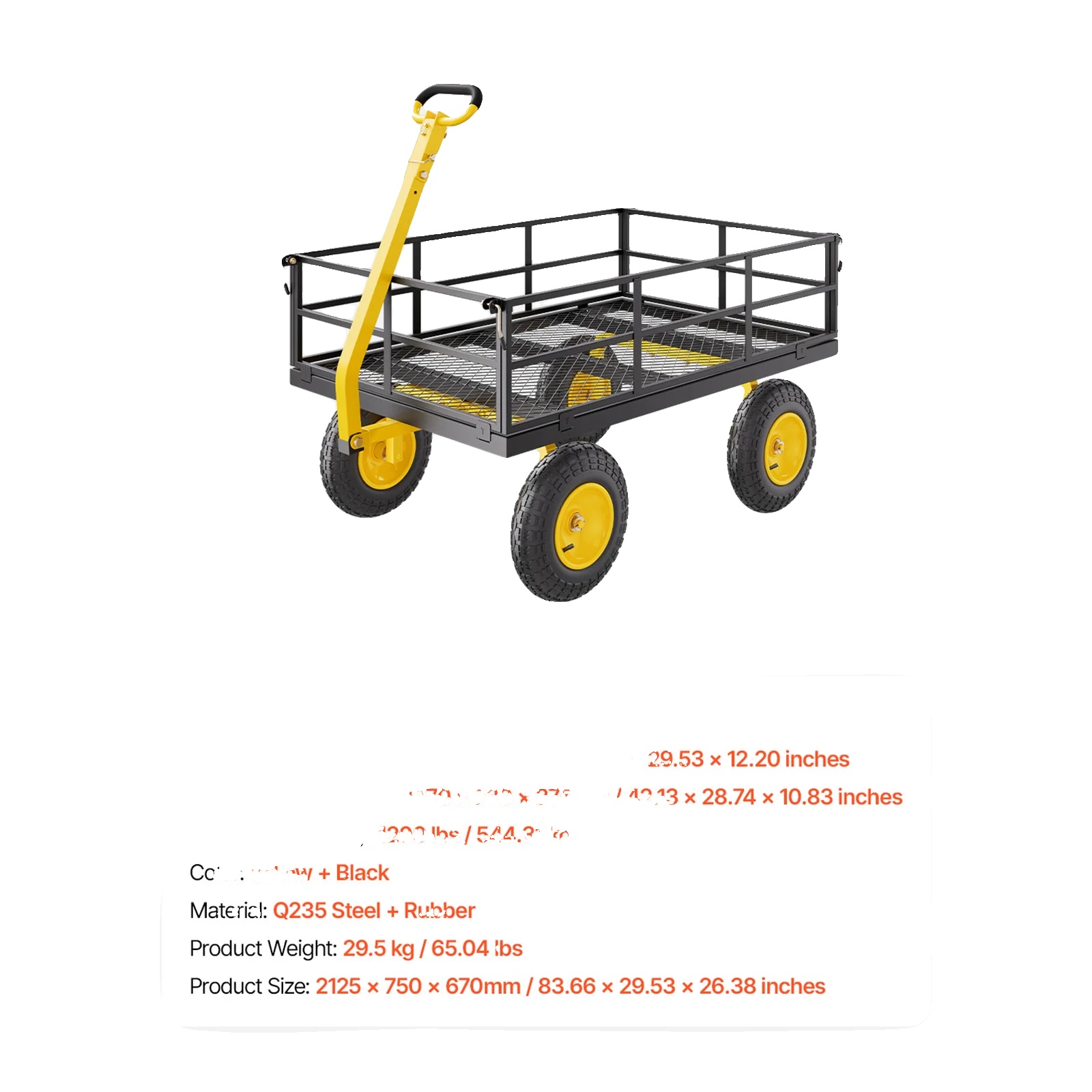 Gartenwagen, Hohe Tragfähigkeit, Vielseitiges 3-in-1-design, 544 Kg