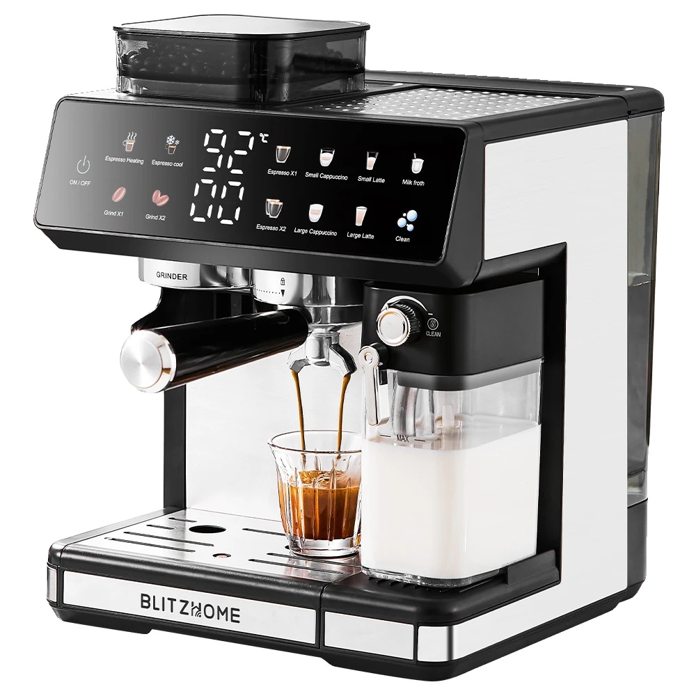 Espressomaschine, Integriertes Mahlwerk, Zweikreiser, Schwarz, Eu