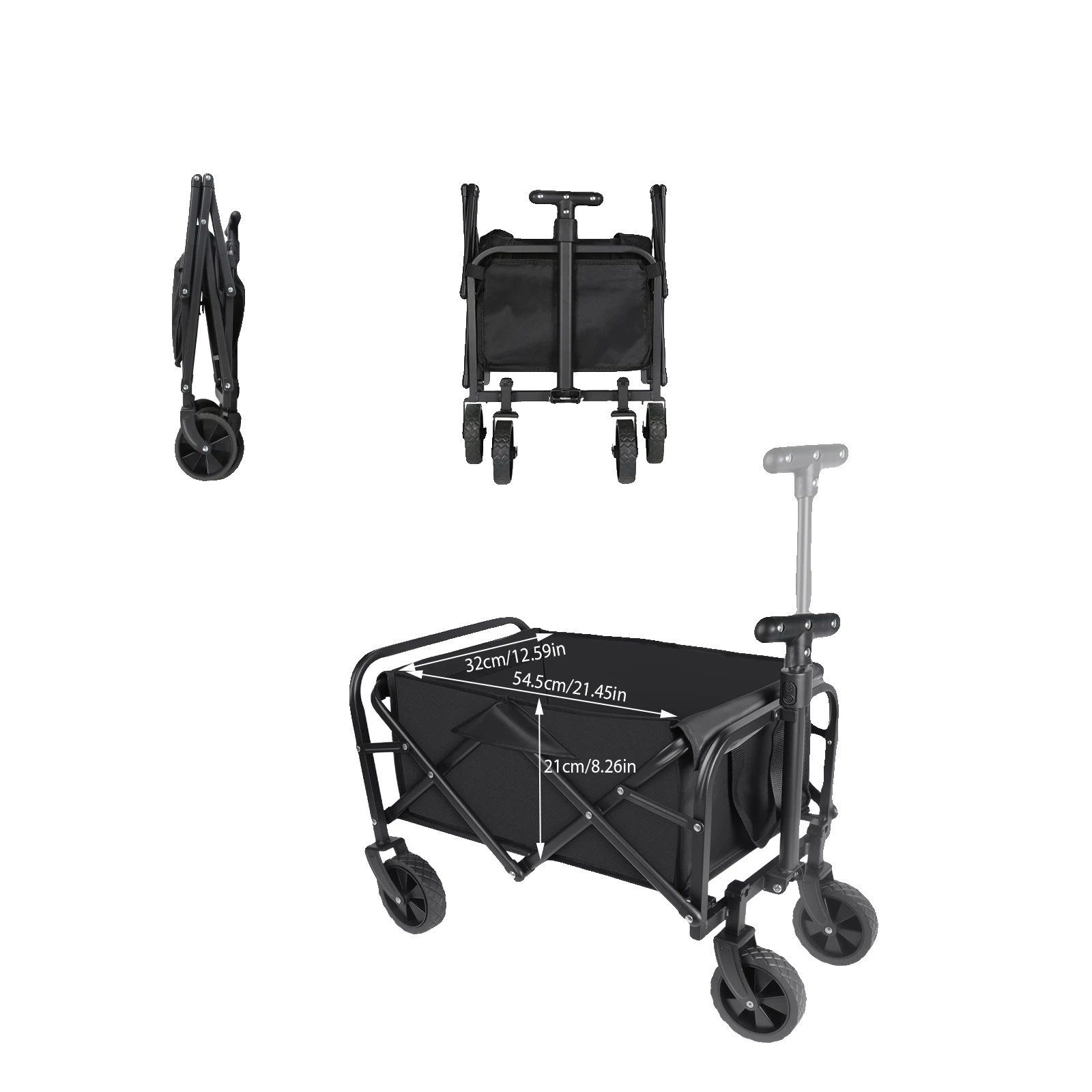 Outdoor-trolley, Wasserfestes Material, Verstellbarer Griff, Schwarz