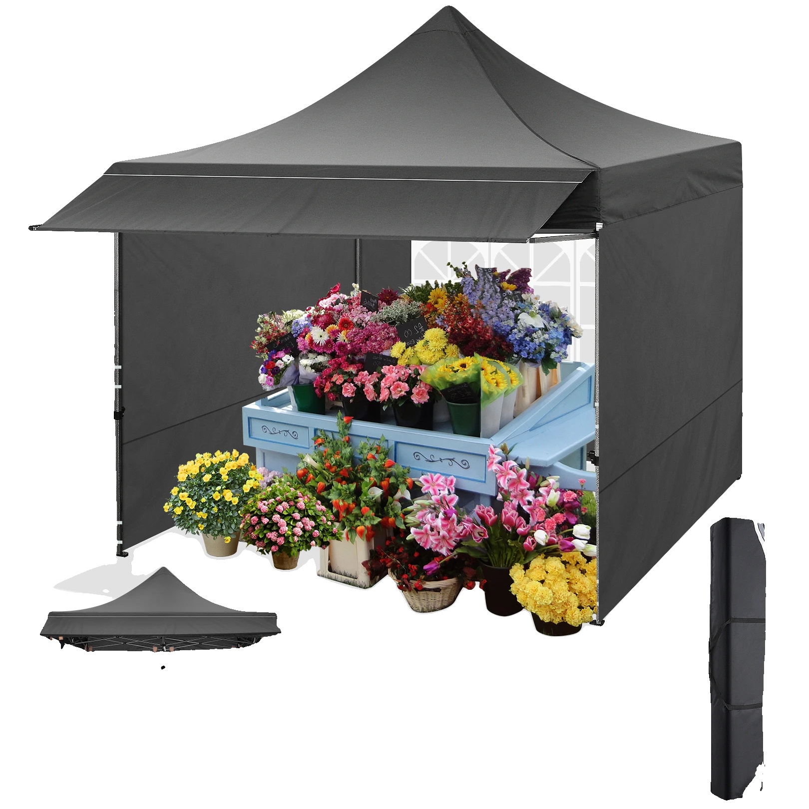 Pavillon, Wasserdicht, Verstellbare Markise, Schwarz