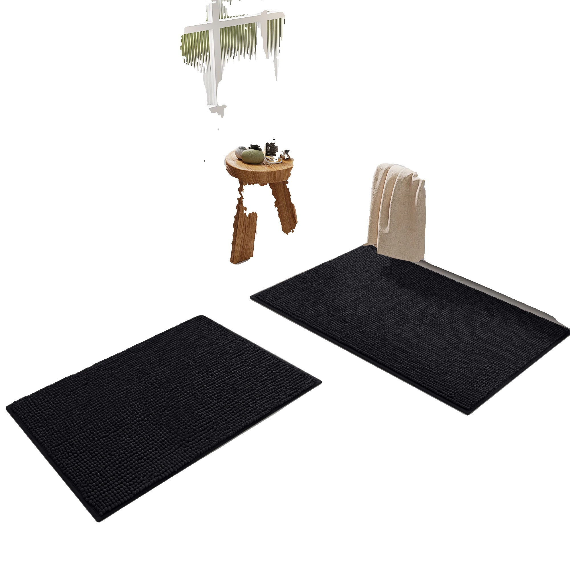Badematte, Superweich, Schnelltrocknend, Schwarz, 50x80 Cm