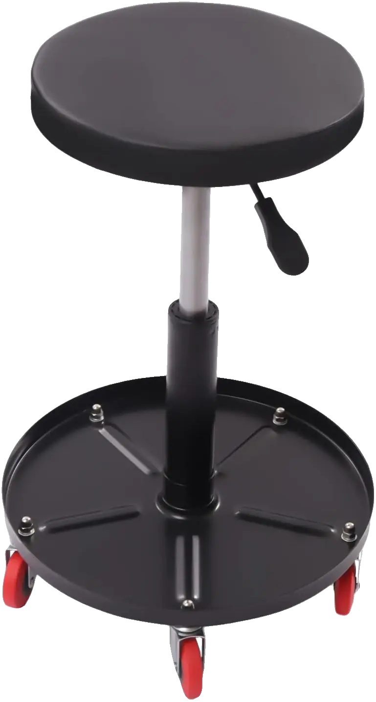 Werkstatthocker, 360° Drehbar, Höhenverstellbar, Schwarz