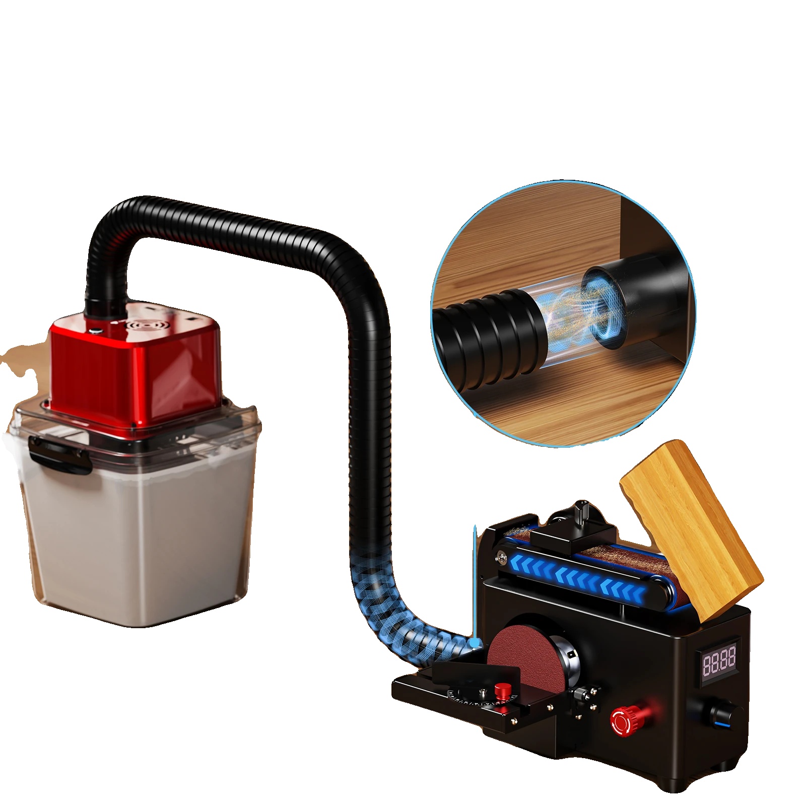 Mehrzweck-schleifmaschine Mit Verstellbarem Schleifband Und Staubsauger