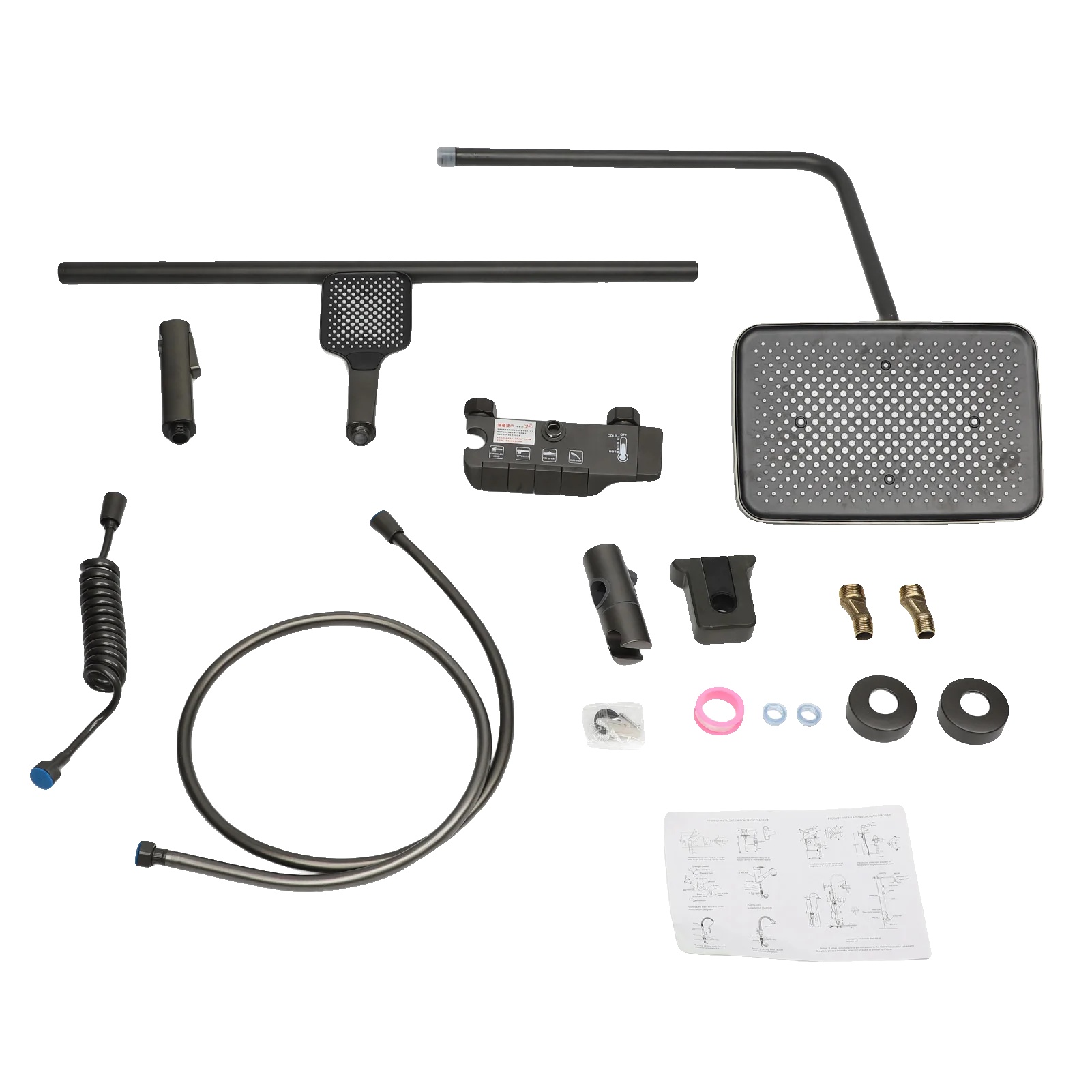 Duschset, Wandmontage, Inklusive Thermostat, Und