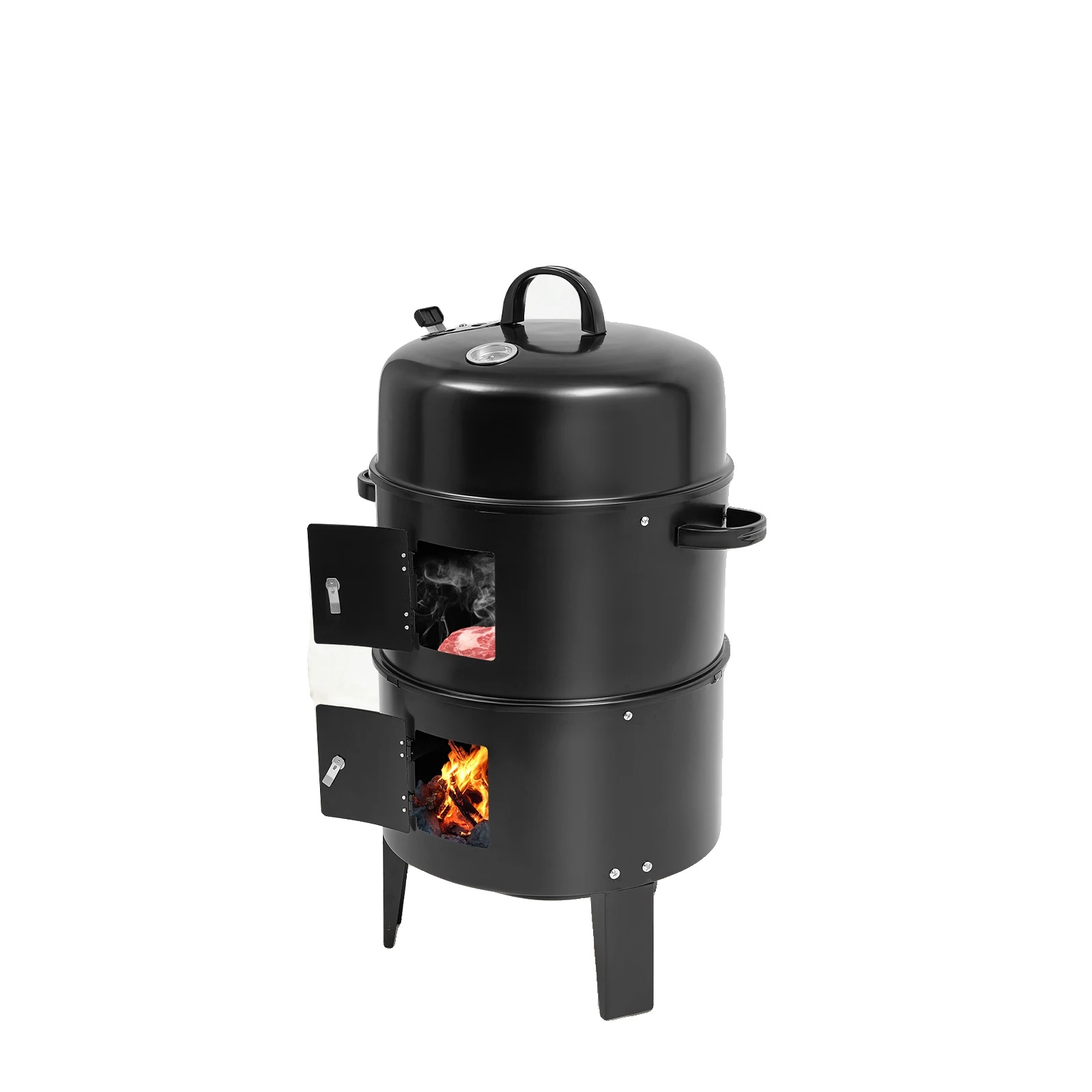 Smoker-grill, Vielseitige Zubereitungsmöglichkeiten, Robuste Konstruktion, Schwarz