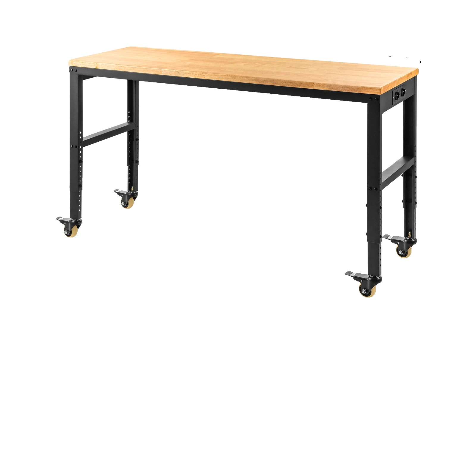 Werkbank, Höhenverstellbar, Robuste Eichenholzoberfläche, 61 X 20 Zoll Mit Rollen