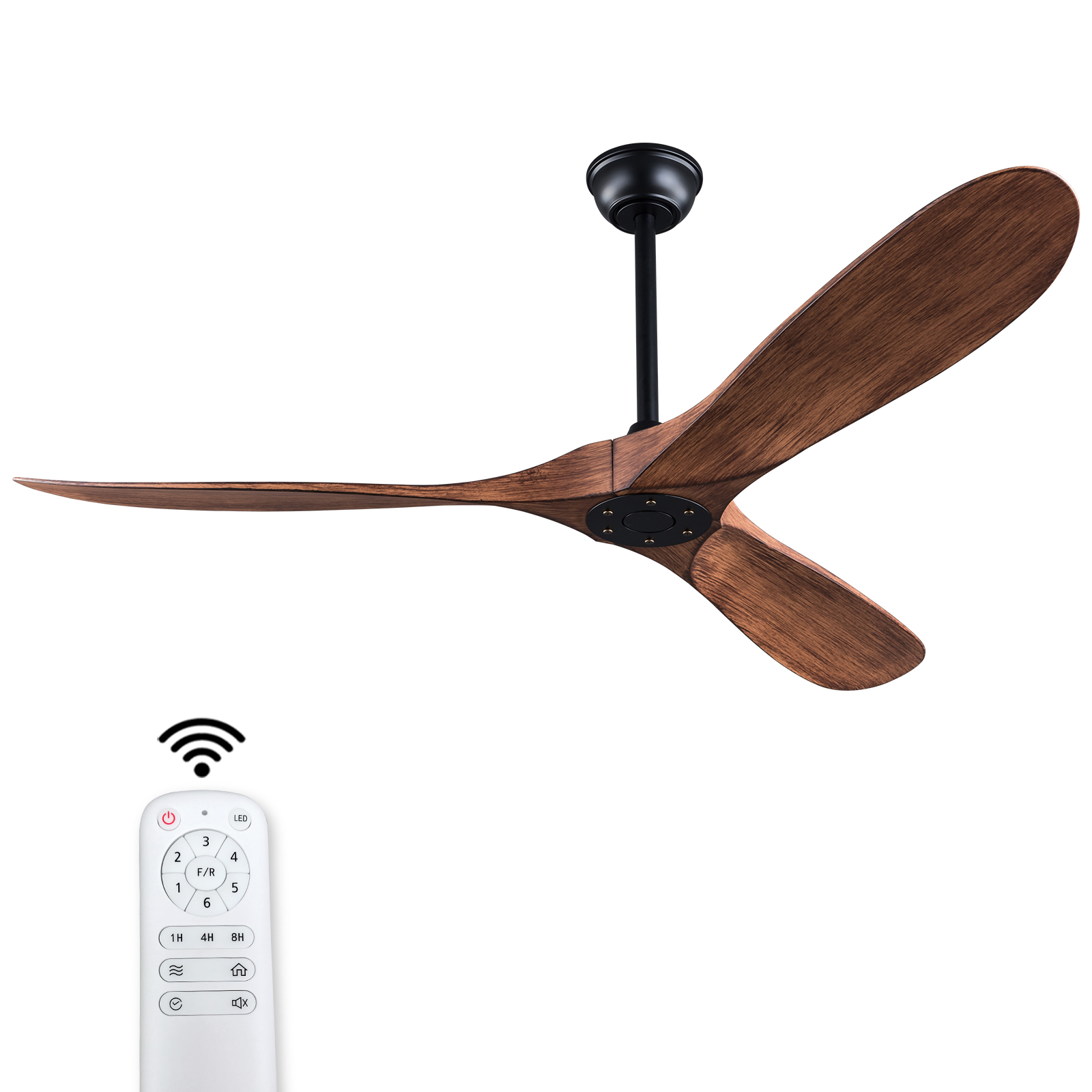 52-zoll-deckenventilator Ohne Licht, 6 Geschwindigkeiten, Reversibler Geräuschloser Dc-motor, Moderner Deckenventilator Ohne Licht Mit Fernbedienung Für Innen- Und Außenbereich, Bauernhaus, Büro, Schl