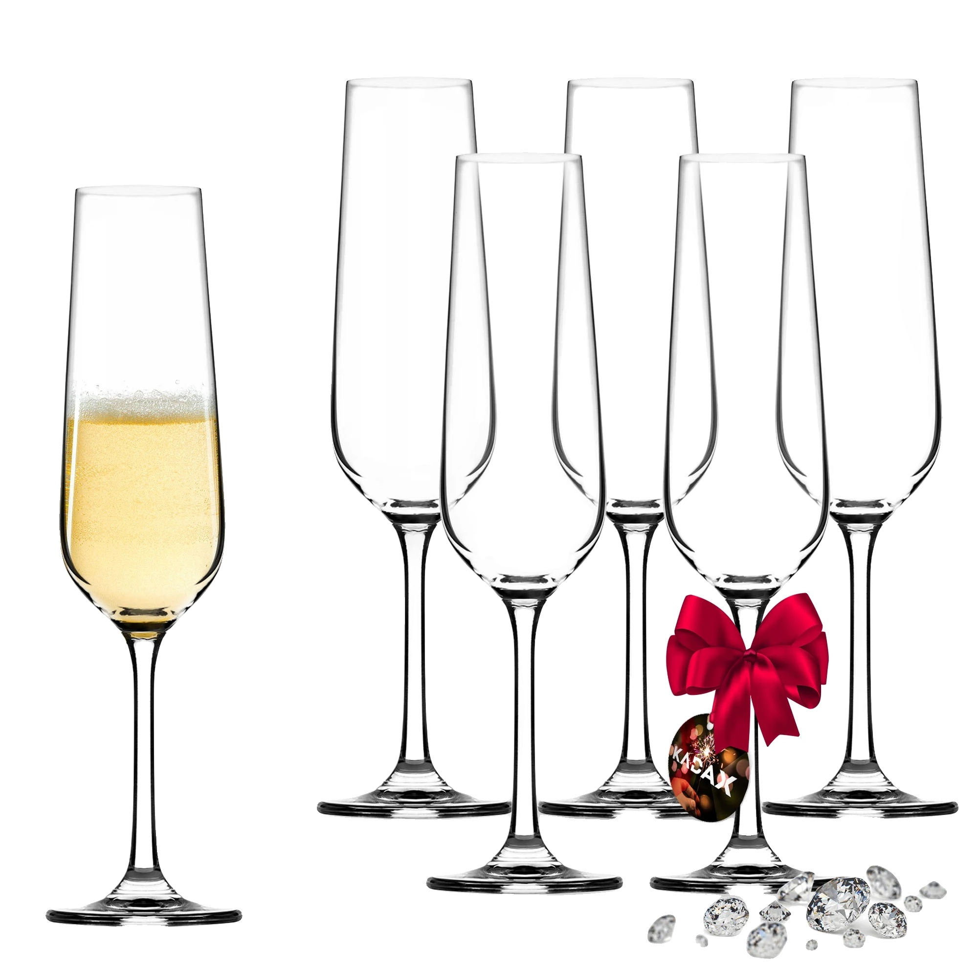 Champagnerglas-set, 200 Ml Fassungsvermögen, Sektform, 24 Cm Hoch, 6 Cm Durchmesser, Fcm-zertifiziert