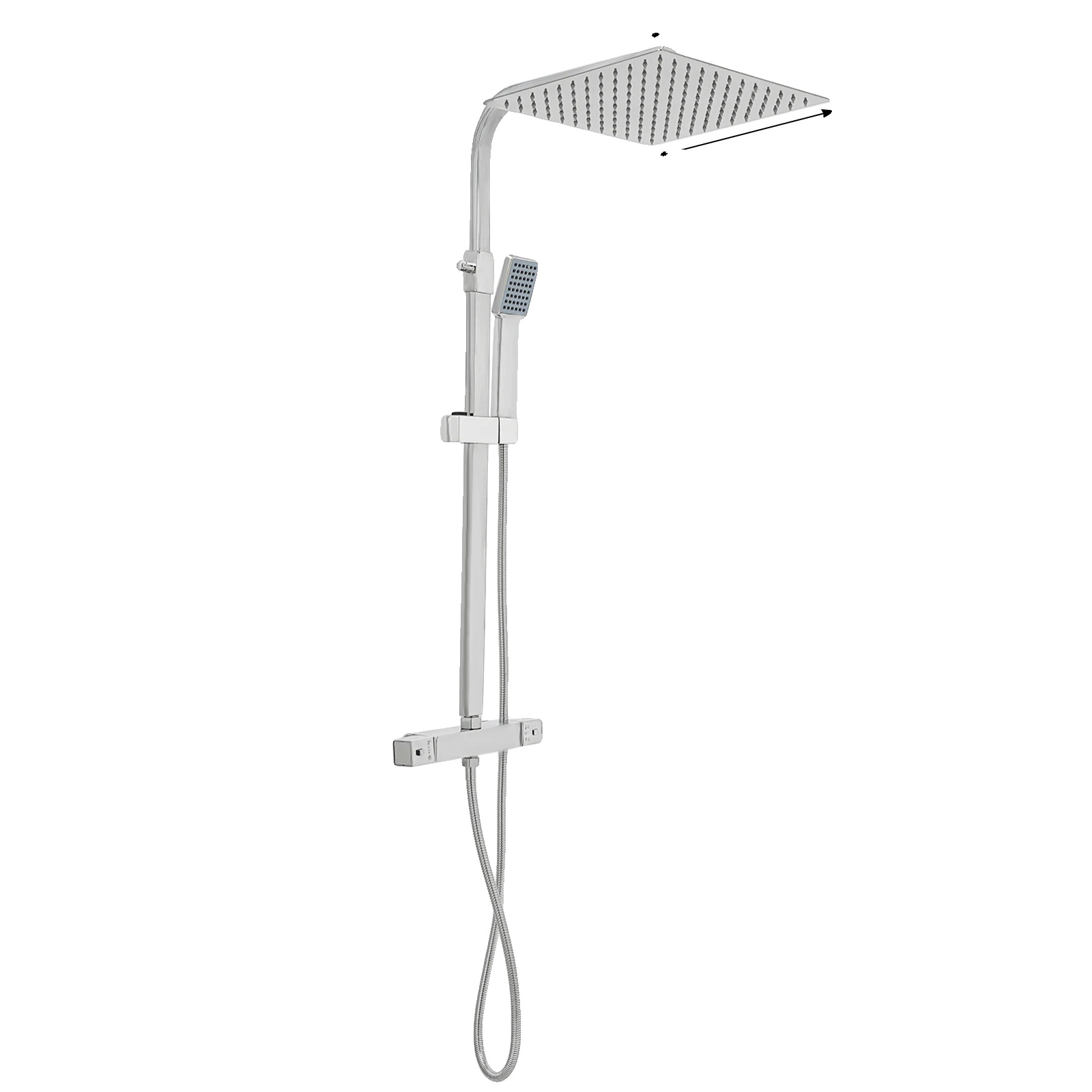 Duschsystem, Thermostatsteuerung, Hochdruck-regendusche, Silber