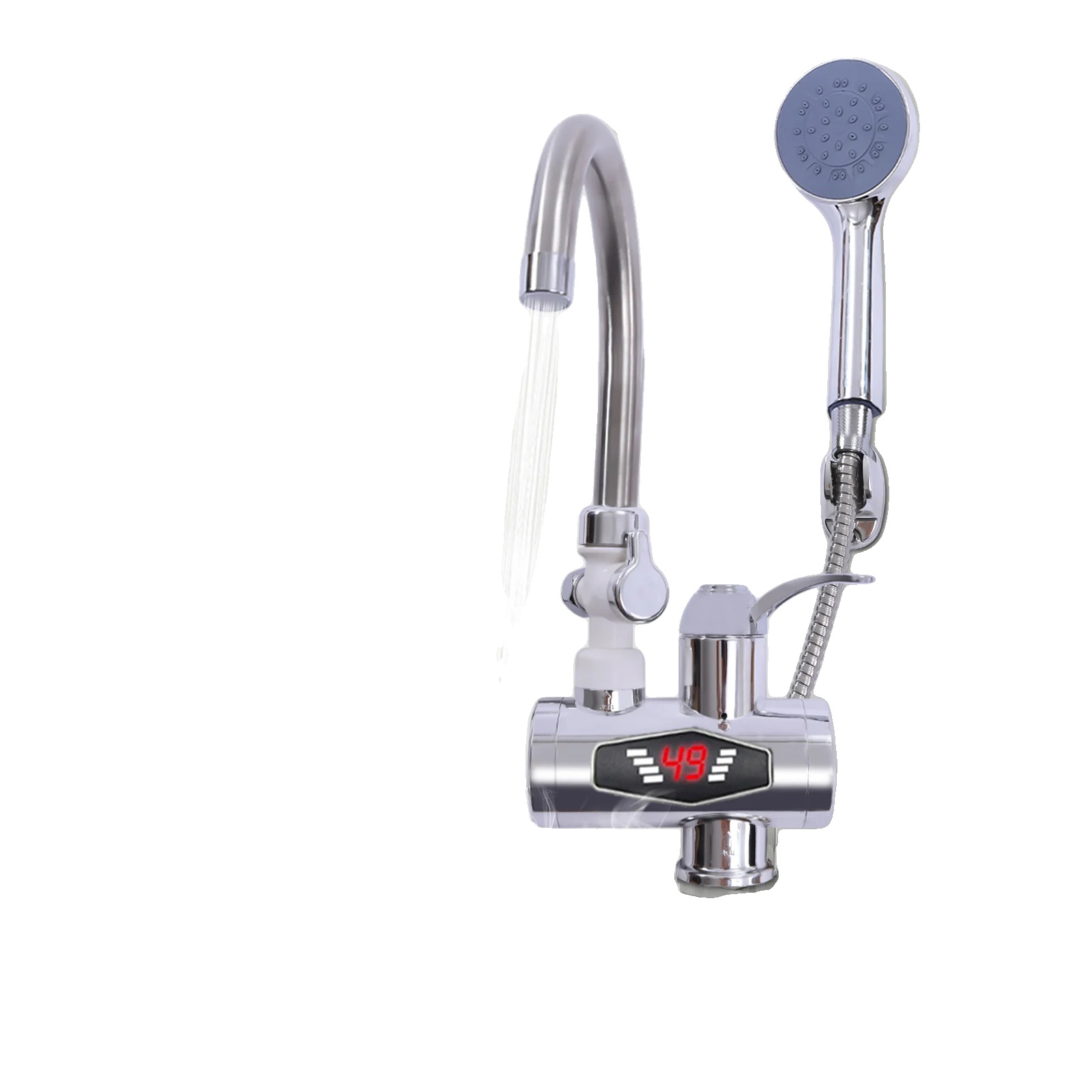 Heißwasserhahn, Sofortheizung, Lcd-temperaturanzeige, Silber